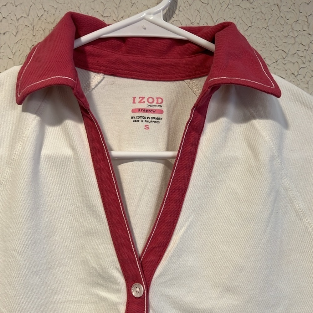 IZOD XFG White pink cotton Golf polo shirt size small - Picture 5 of 7